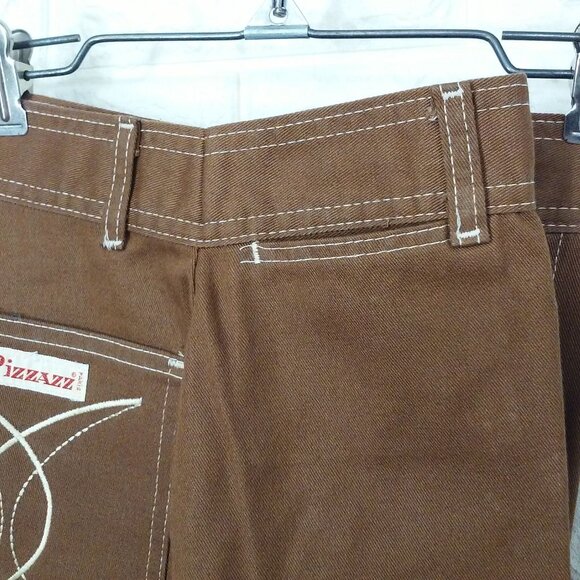 NWOT Vintage 70s Pizzazz Mod Retro Disco Pant Jeans -10 Pockets Wide-Leg Brown - Picture 12 of 12